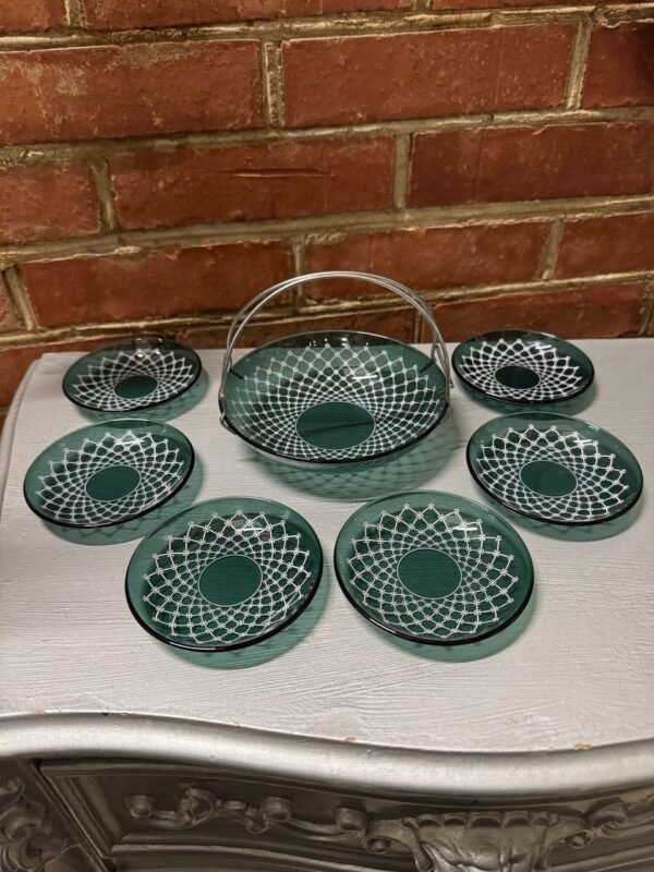 Žalio stiklo serviravimo komplektukas