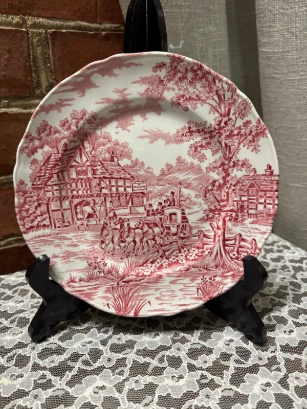 Anglijos gamintojo rausvo dekoro serviravimo lėkštė