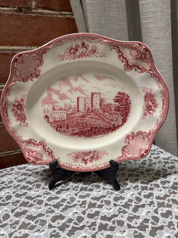 Anglijos gamintojo rausvu dekoru serviravimo lėkštė