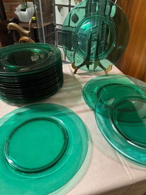 Žalio stiklo didelės lėkštės